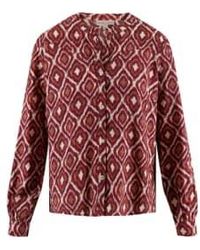 Zusss - Blouse With Ikat Print /reddish -brown Small - Lyst