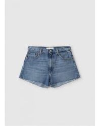 Replay - Womens Label Shorts In Light Blue 1 - Lyst