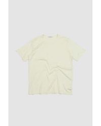 Lemaire - Geripptes T-Shirt mit U-Ausschnitt Lemon Gaze - Lyst