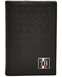 tommy hilfiger eton leather cardholder in black