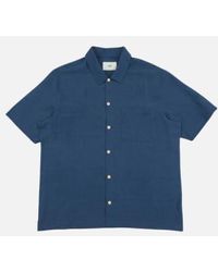 Folk - Gabe Shirt Ash Linen Grid - Lyst