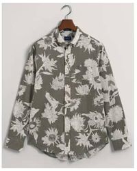 GANT - Regular Fit Sunflower Print Cotton Linen Shirt In 3230089 359 - Lyst