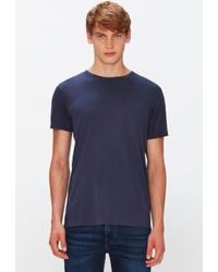 7 For All Mankind - Camiseta algodón peso pluma azul marino - Lyst