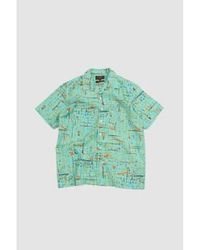 Beams Plus - Cotton Rayon Open Collar Print Shirt Mint S - Lyst