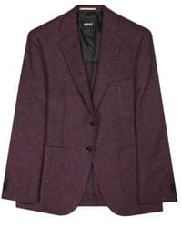 BOSS - H Janson Dark Wool And Silk Blend Jacket 48 - Lyst