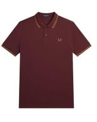 Fred Perry - Slim Fit Twin Tipped Polo Oxblood / Shaded Stone S - Lyst