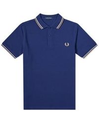 Fred Perry - Slim Fit Twin Tipped Polo French Navy / Ecru Warm Stone M - Lyst