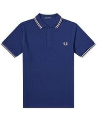 Fred Perry - Slim Fit Twin Tipped Polo French Navy / Ecru / Warm Stone - Lyst