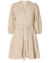 SELECTED - Hillie 3/4 Striped Linen Dress - Lyst
