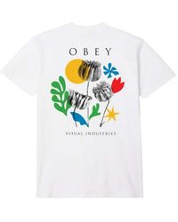 Obey - Camiseta tijeras papeles flores - Lyst