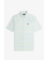 Fred Perry - M7823 Short Sleeve Tartan Shirt Light Ice Extra Large - Lyst