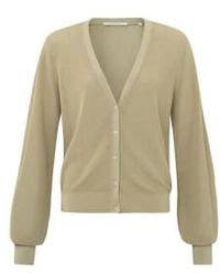 Yaya - Cardigan With A V-neck, Long Sleeves And Little Buttons Light Xs Khaki - Lyst