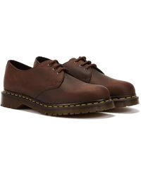 Dr. Martens 1461 Waxed Full Grain Chestnut Brown Shoes - Marrón