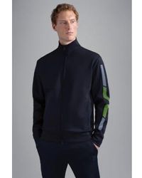 Paul & Shark - Cotton Zip Sweatshirt With Microinjection Print Medium - Lyst