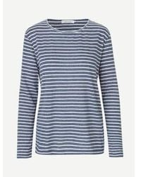 Samsøe & Samsøe - Camiseta manga larga nobel a rayas blanco azul - Lyst