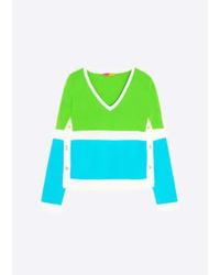 Vilagallo - Colour Block Sweater Blue And Ecru - Lyst