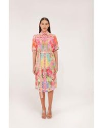 Inoa - Pansy Siena Print Embellished Midi Dress Col: Bright Multi L - Lyst