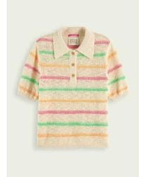 Scotch & Soda - Vanilla Knit Striped Sweater With Short Sleeve Small - Lyst