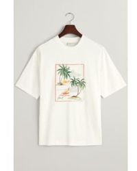 GANT - Hawaiian Printed T Shirt In Eggshell 2013080 113 - Lyst