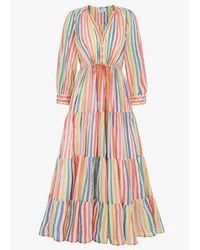 Pink City Prints - Robe sofia stripe soupe rainbow - Lyst
