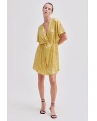 Second Female - Shine On Golden Olive Mini Dress Xs - Lyst