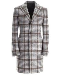 L.B.M. 1911 - Lbm 1911 Lbm 1911 London Soft Blend Overcoat In Grey And Brown Check 357201 7451 - Lyst
