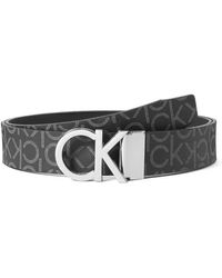 Calvin Klein Reversible Monogram Belt Black - Multicolore