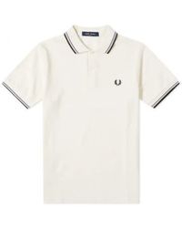Fred Perry - Slim fit twin tipped polo snow light oyster black - Lyst