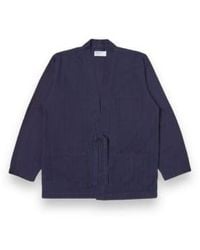 Universal Works - Tie Front Jacket Herringbone 30684 Indigo - Lyst