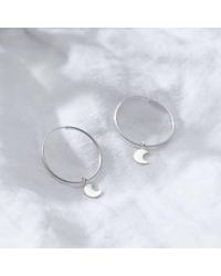 Posh Totty Designs - Large Hoop Moon Charm Earrings Sterling - Lyst