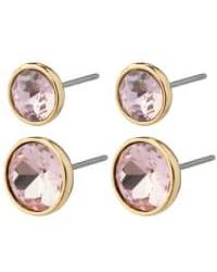 Pilgrim - Callie Crystal Earrings /gold Pink/gold / Os - Lyst