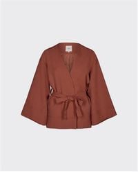 Minimum Athrina Coral Kimono Jacket - Brown
