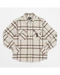 Brixton - Bowery flanell -checkhemd in creme & brown - Lyst