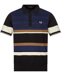 Fred Perry Chequerboard Knitted Shirt in Black for Men | Lyst