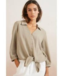 Yaya - Blouse With Long Sleeves, Buttons And Knotted Accent - Lyst