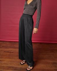 Grace & Mila - Wide Leg Lurex Trousers - Lyst