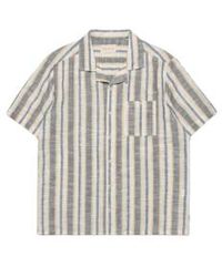 Far Afield - Selleck Ss Shirt In Slub Stripe Navy Irishoney From - Lyst