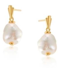 V By Laura Vann - Coco Pearl Drop Earrings Plated / - Lyst
