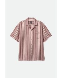 Brixton - Cranberry Juice And Off Stripted Bunker Seersucker Camp Collar Woven Shirt - Lyst