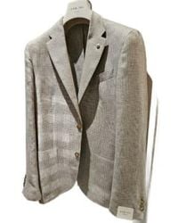 L.B.M. 1911 - Beige Check Slim Fit Wool And Linen Blend Jacket 42328/1 48 - Lyst