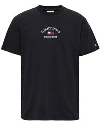 Tommy Hilfiger - Tommy jeans timeless flocked flag t-shirt – schwarz - Lyst