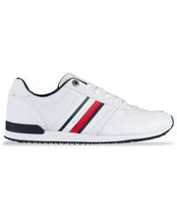 White Tommy Hilfiger Men's Iconic Material Mix Runner Trainers 