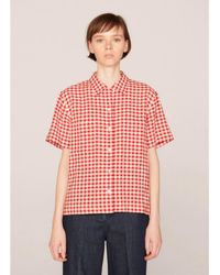 YMC Camisa manga corta lino algodón VEGAS algodón - Rojo