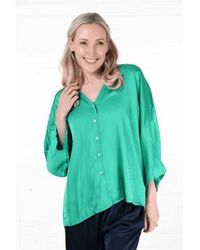 MSH - Oversized Button Down Silk Textured Blouse In - Lyst