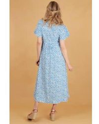 MSH - Ditsy Floral Print Short Sleeve Dipped Hem Midi Wrap Dress In - Lyst