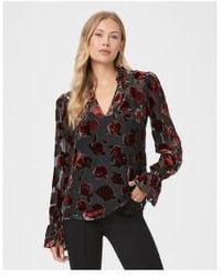 PAIGE - Laurin Velour Roses Print Blouse Size: L, Col: Multi M - Lyst