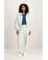 Yaya - Jersey Wide Leg Trousers With Elastic Waist And Seam Details Or Ivory White - Lyst