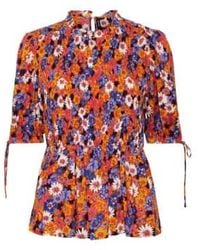 Vero Moda - Floral Ruched Top Xs - Lyst