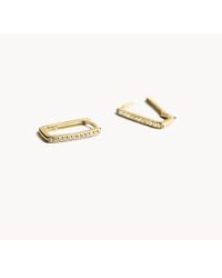 Blush Lingerie - 14k Gold & Zirconia Rectangular Hoop Earrings - Lyst