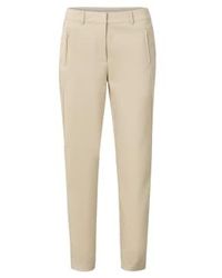Yaya - Trousers With Straight Leg Pockets And Zip Fly In A Slim Fit Or White Pepper Beige - Lyst